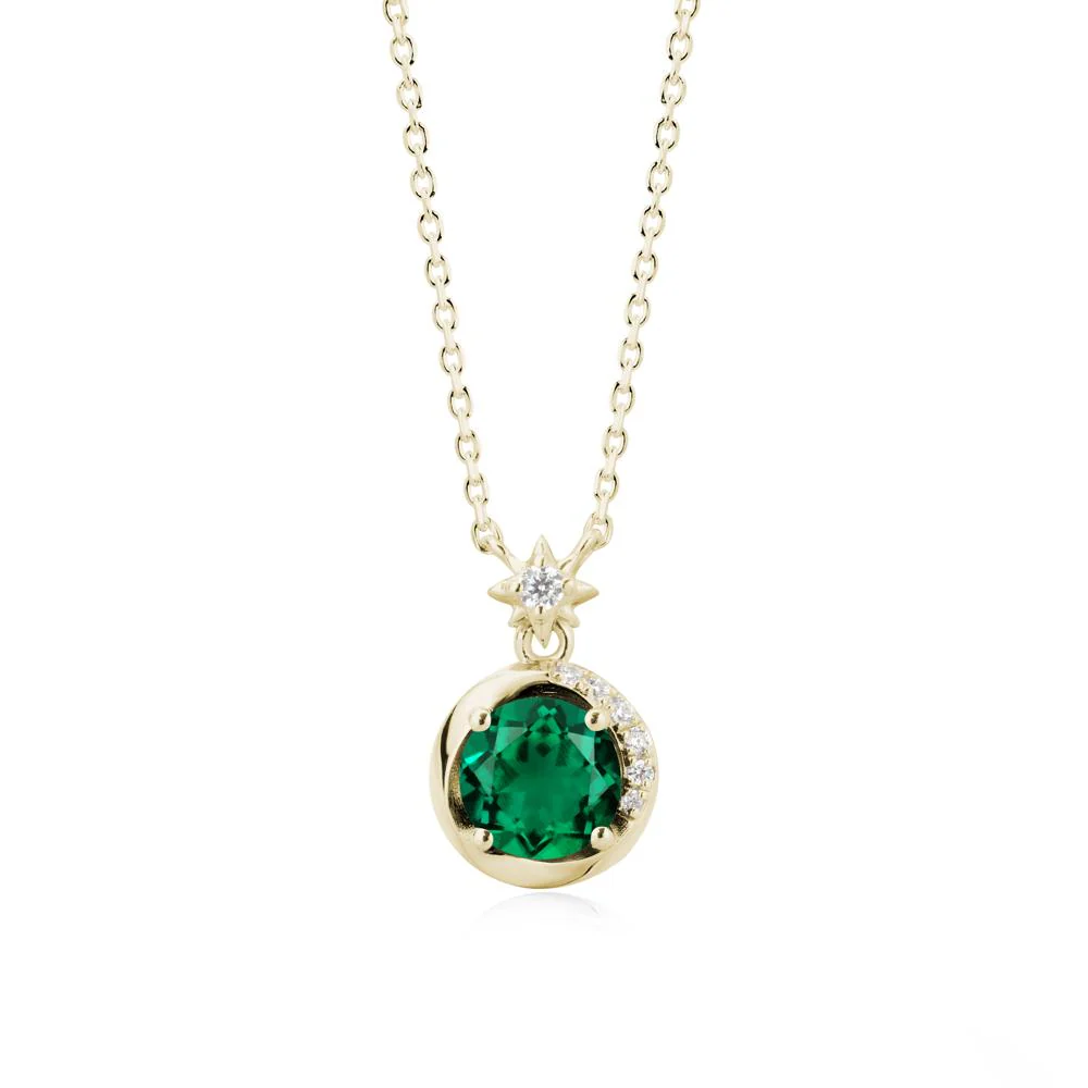 Galaxy Inspired Star Emerald Pendant Necklace - Image 3