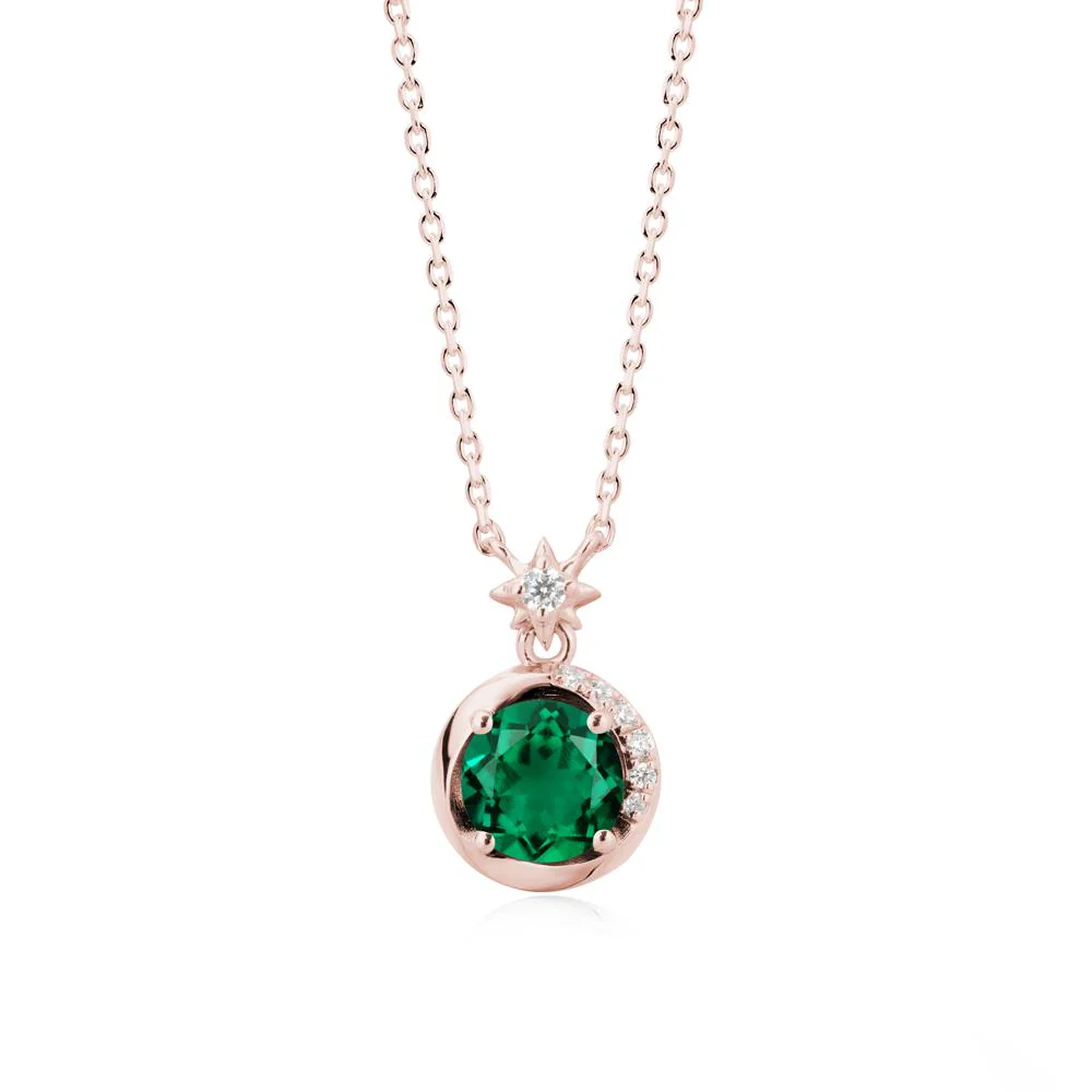 Galaxy Inspired Star Emerald Pendant Necklace - Image 4