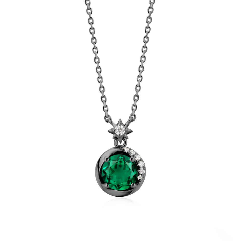 Galaxy Inspired Star Emerald Pendant Necklace - Image 7