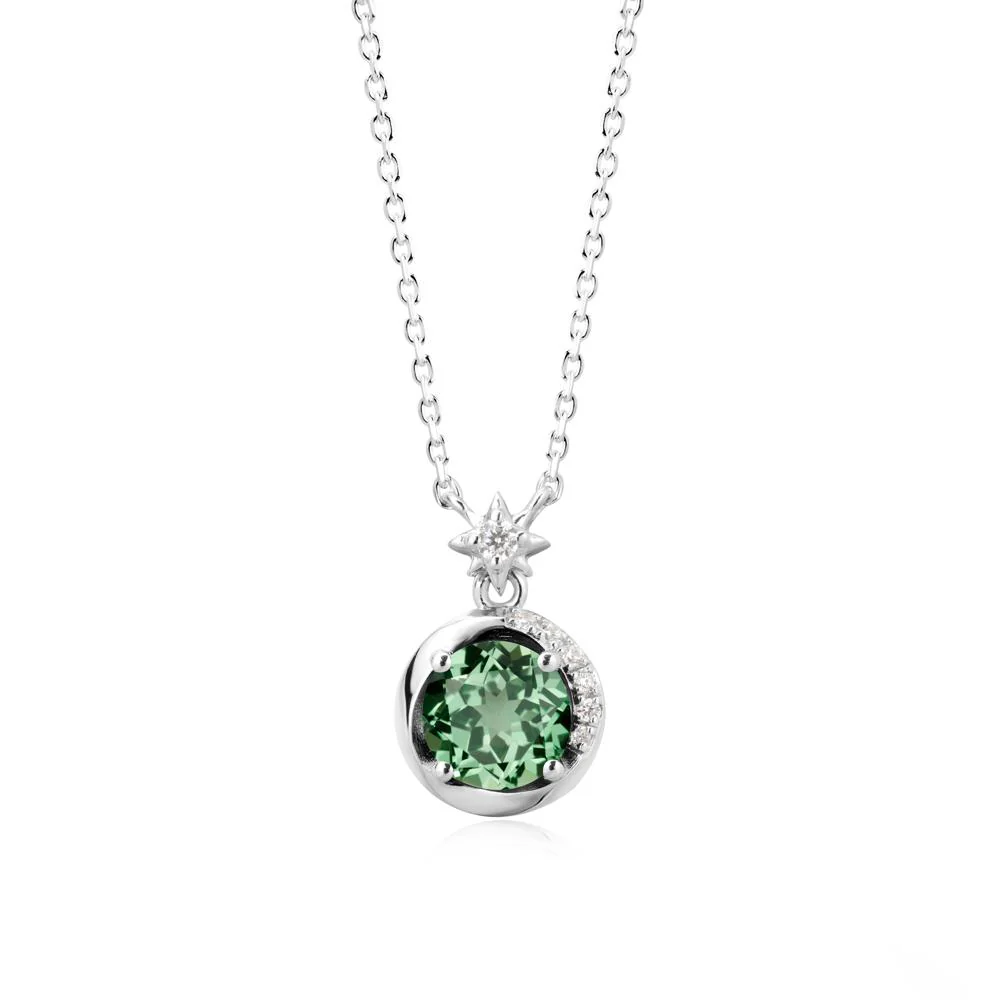Galaxy Inspired Star Green Sapphire Pendant Necklace - Image 3