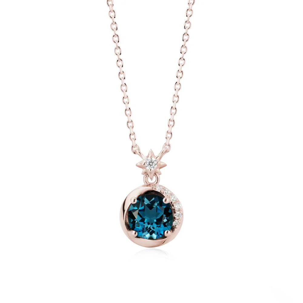 Galaxy Inspired Star London Blue Topaz Pendant Necklace