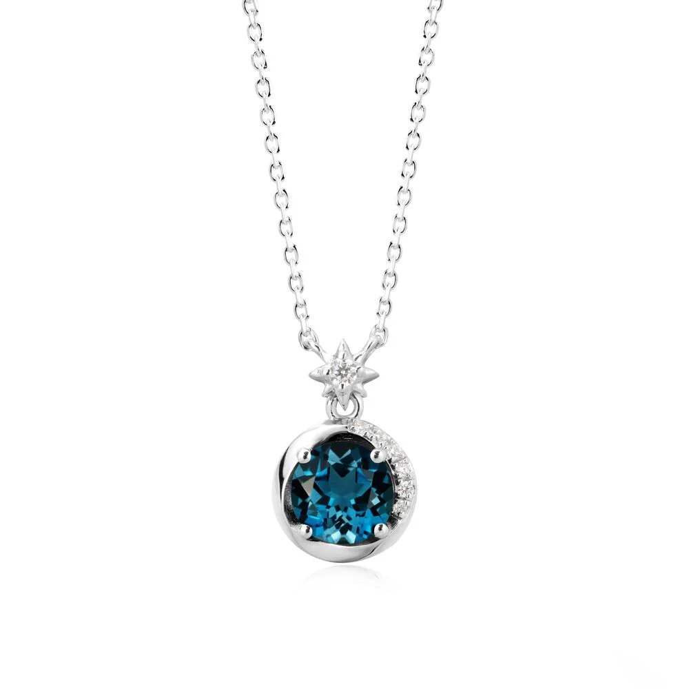Galaxy Inspired Star London Blue Topaz Pendant Necklace - Image 2