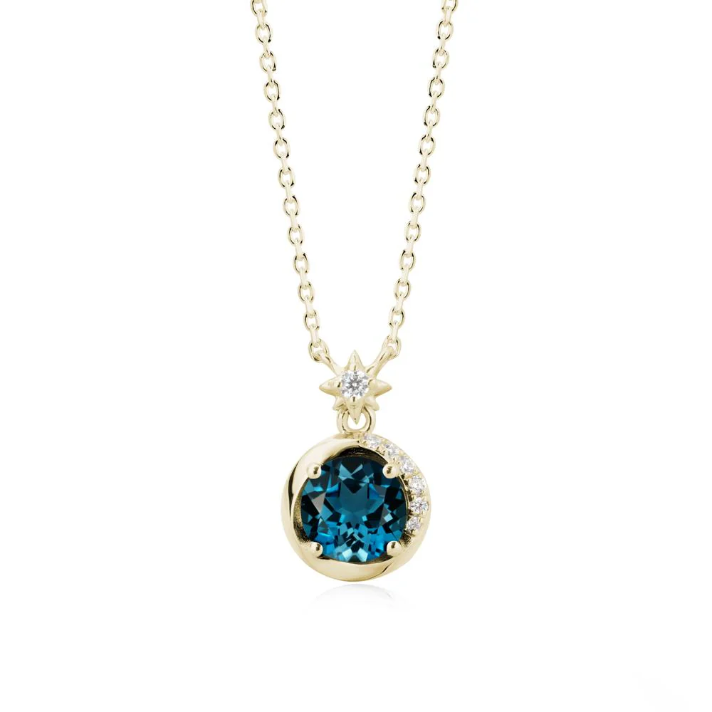 Galaxy Inspired Star London Blue Topaz Pendant Necklace - Image 3