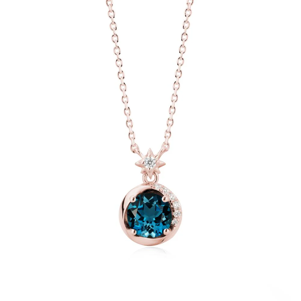 Galaxy Inspired Star London Blue Topaz Pendant Necklace - Image 4