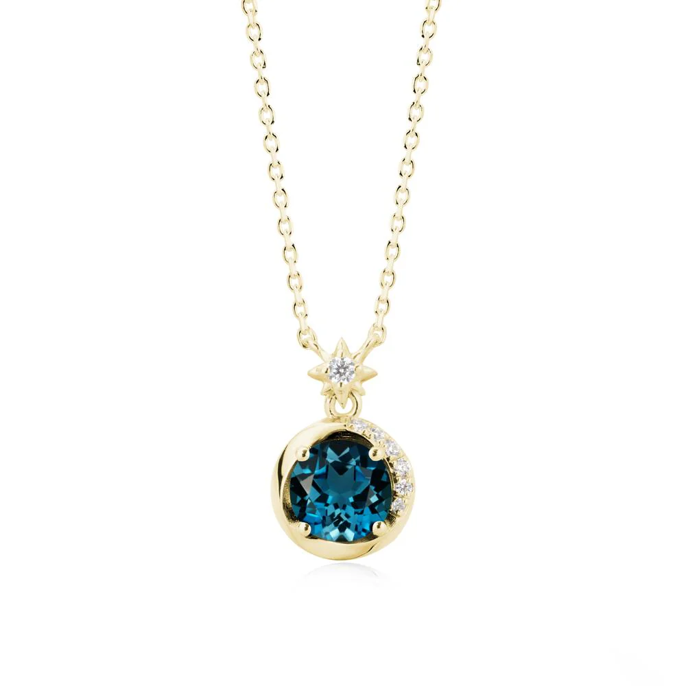 Galaxy Inspired Star London Blue Topaz Pendant Necklace - Image 6