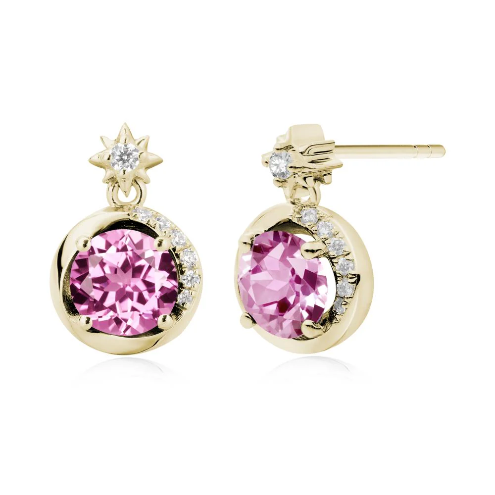Galaxy Inspired Star Pink Sapphire Earrings - Image 5