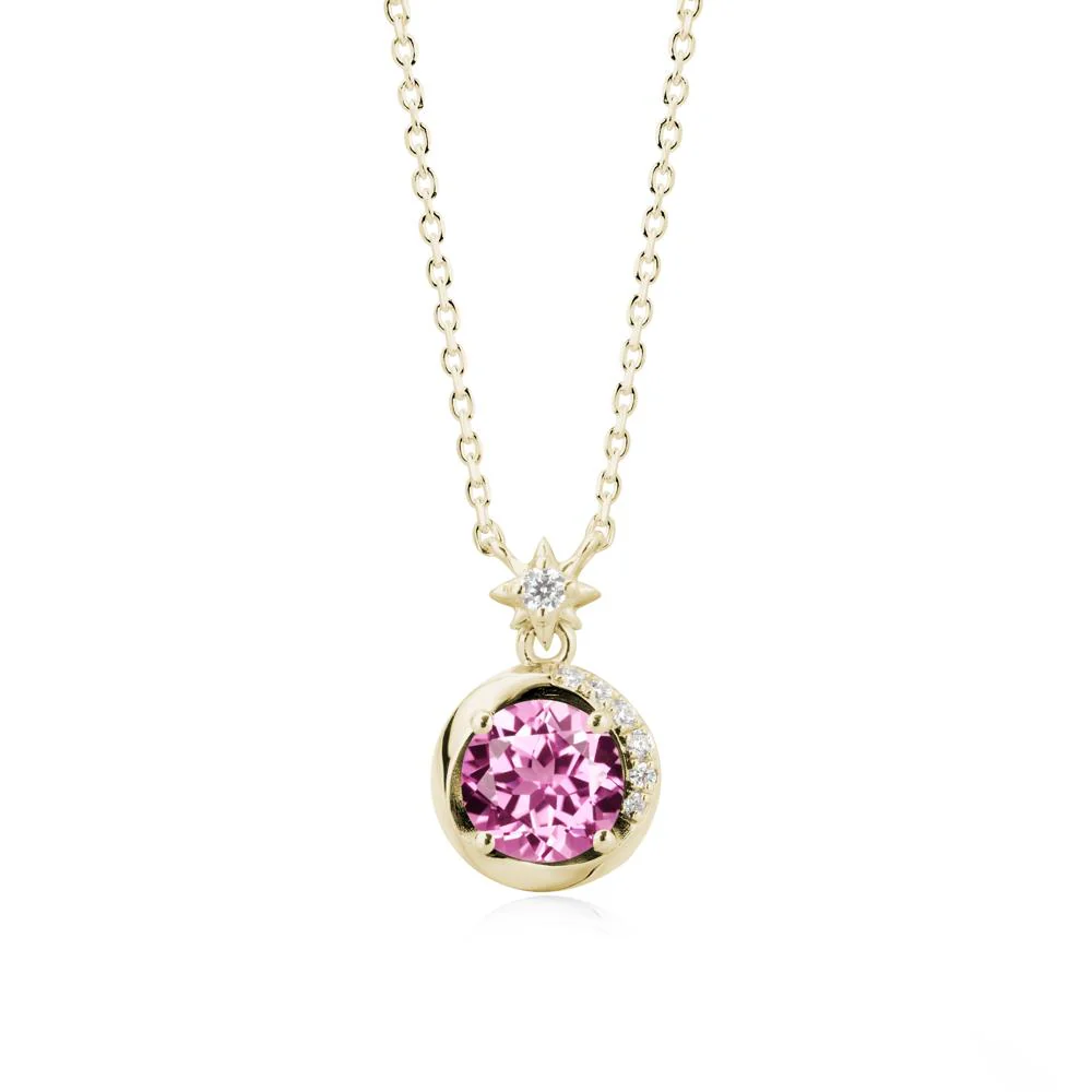 Galaxy Inspired Star Pink Sapphire Pendant Necklace - Image 3