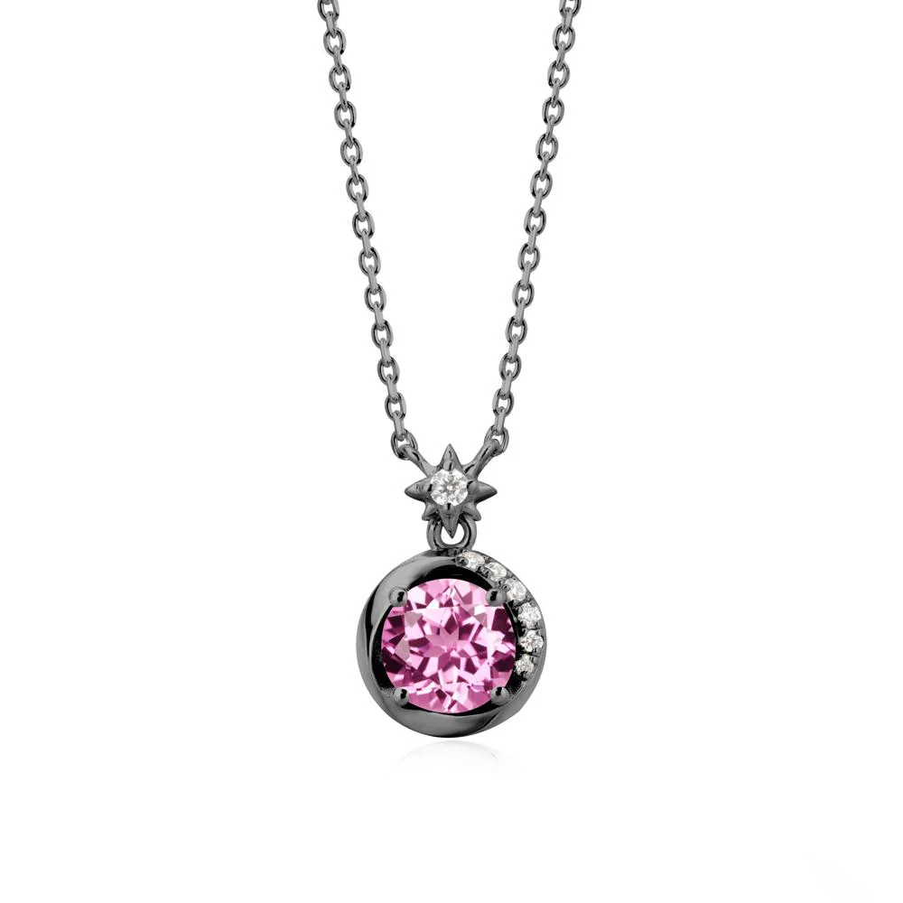 Galaxy Inspired Star Pink Sapphire Pendant Necklace - Image 7