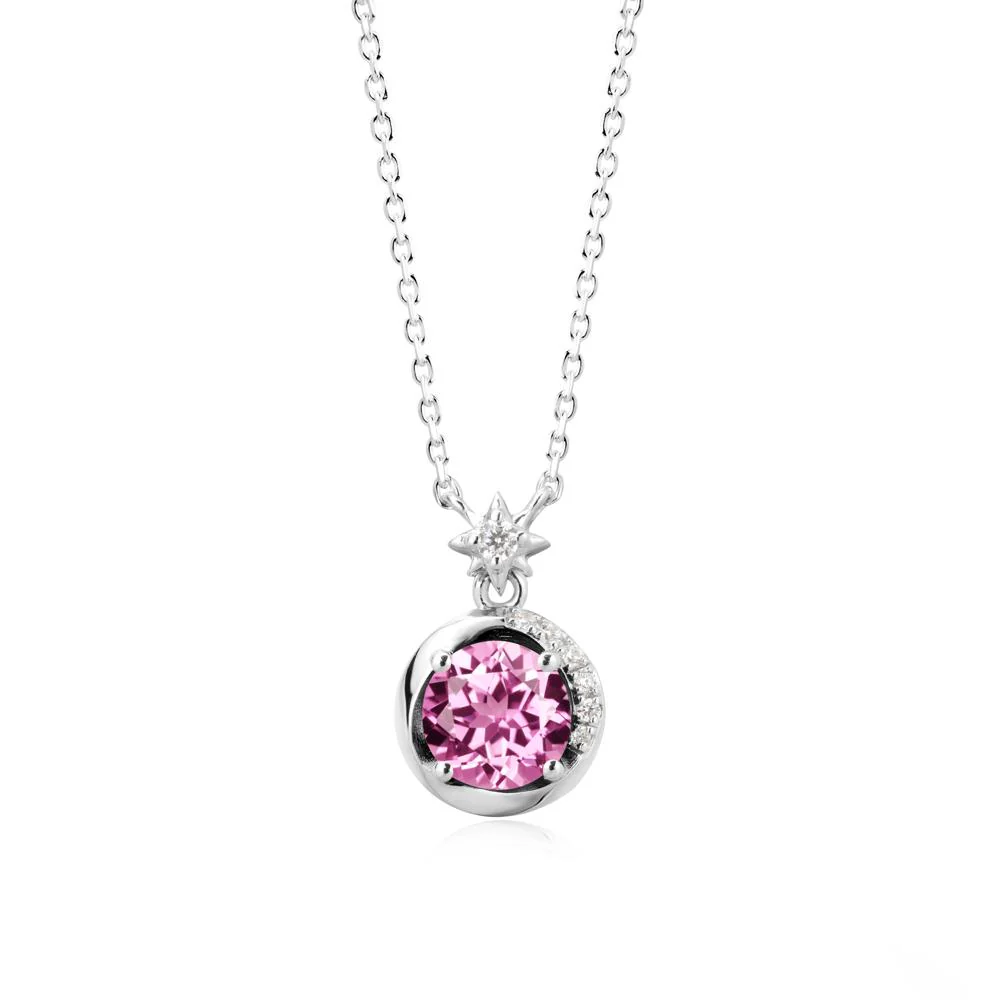 Galaxy Inspired Star Pink Sapphire Pendant Necklace - Image 9