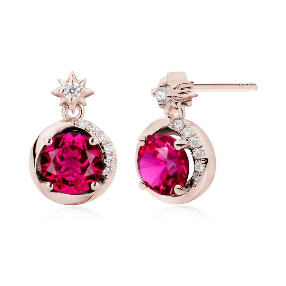 Galaxy Inspired Star Ruby Earrings