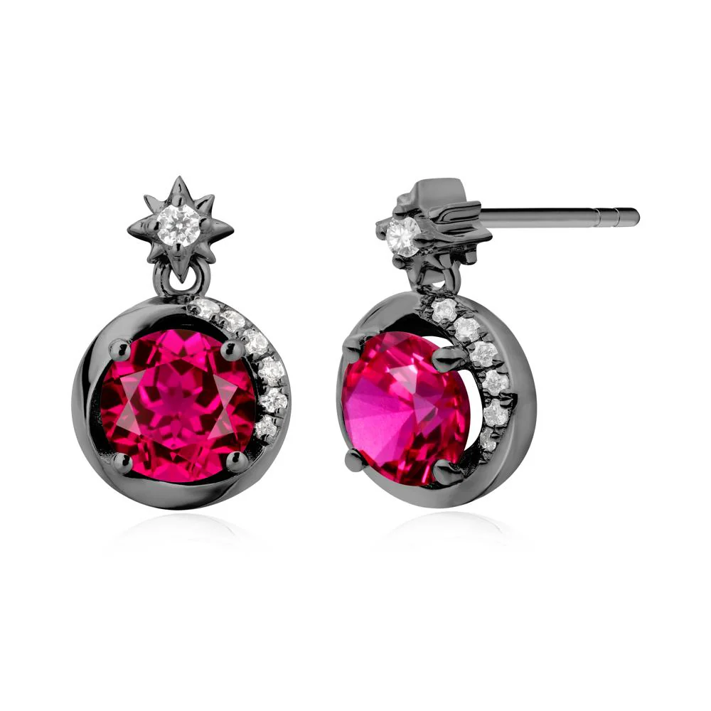Galaxy Inspired Star Ruby Earrings - Image 3