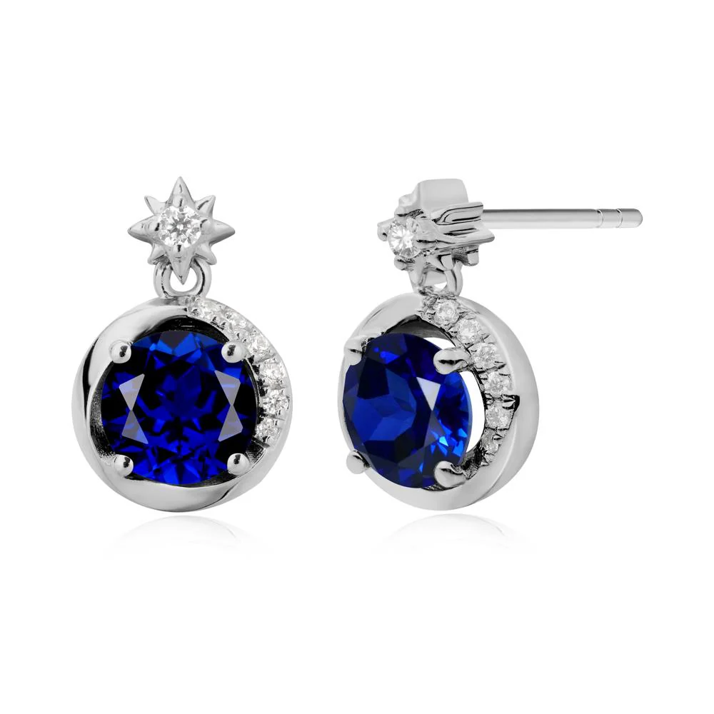 Galaxy Inspired Star Sapphire Earrings - Image 4