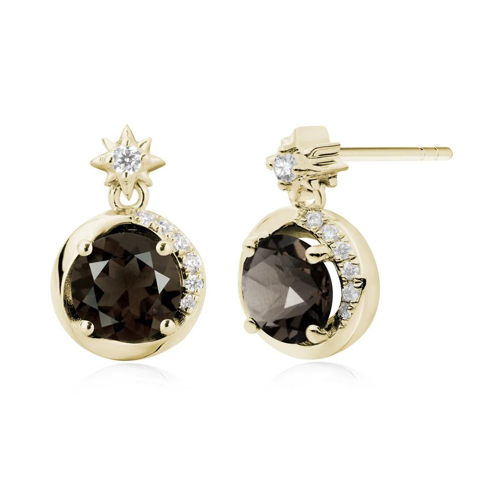 Galaxy Inspired Star Smoky Quartz Earrings - Image 3