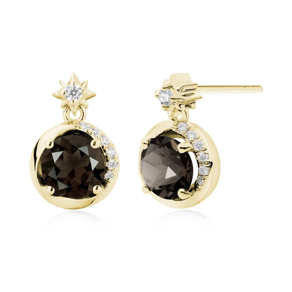 Galaxy Inspired Star Smoky Quartz Earrings - Image 4