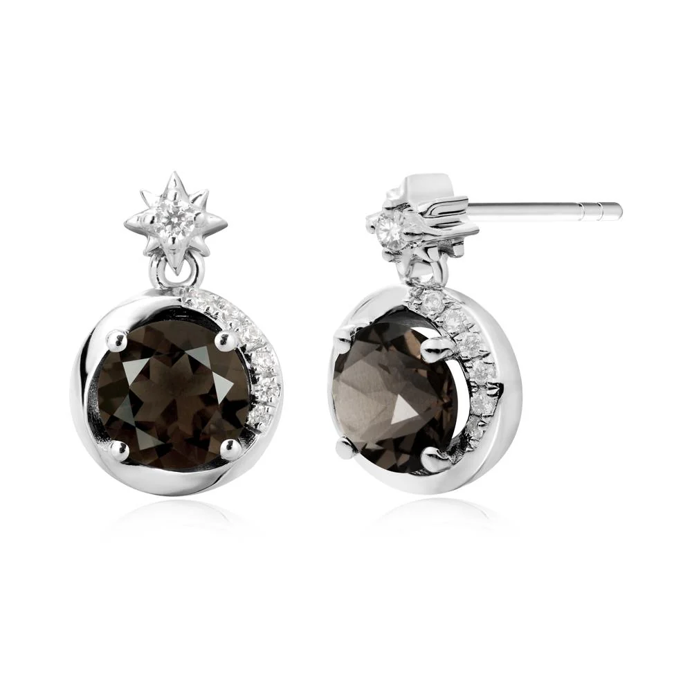 Galaxy Inspired Star Smoky Quartz Earrings - Image 7
