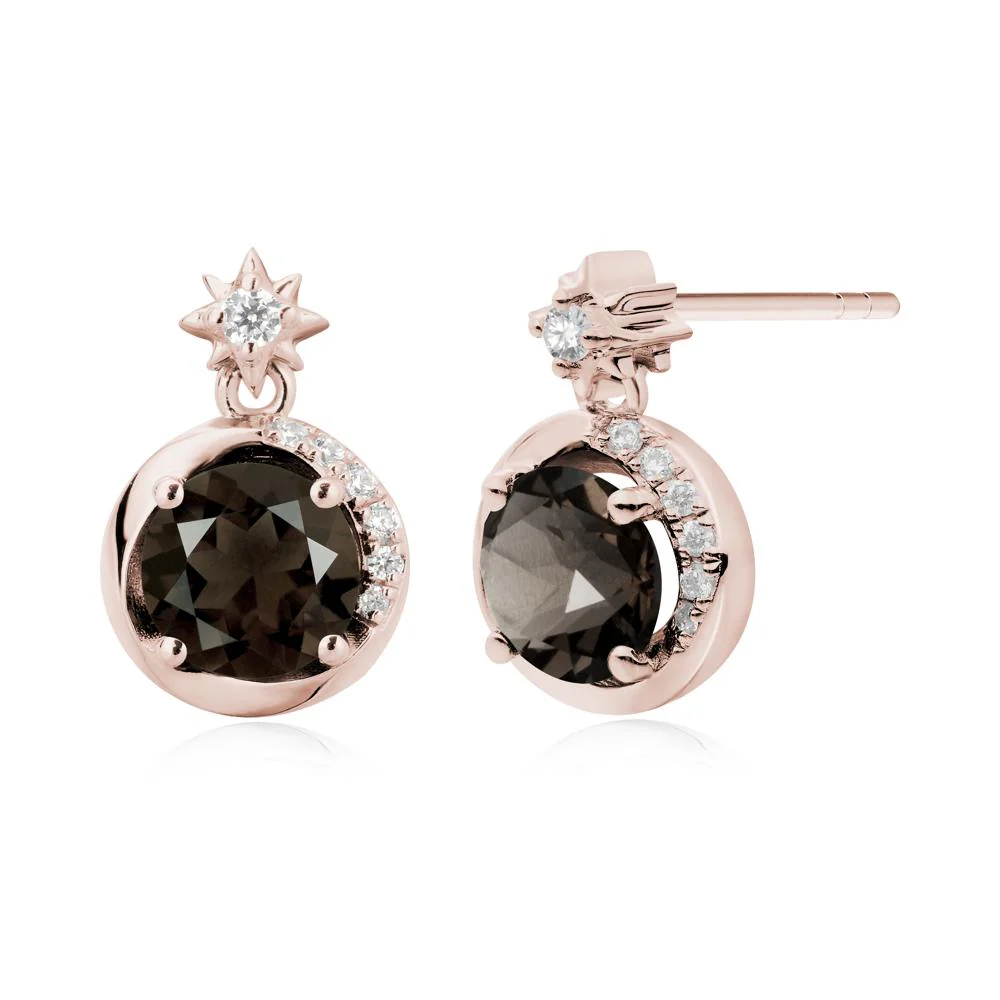 Galaxy Inspired Star Smoky Quartz Earrings - Image 9