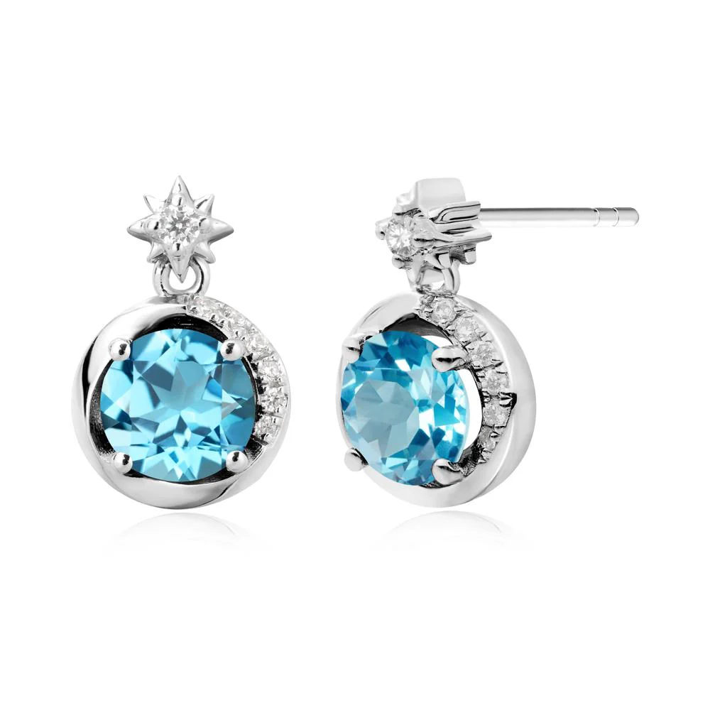 Galaxy Inspired Star Swiss Blue Topaz Earrings - Image 3