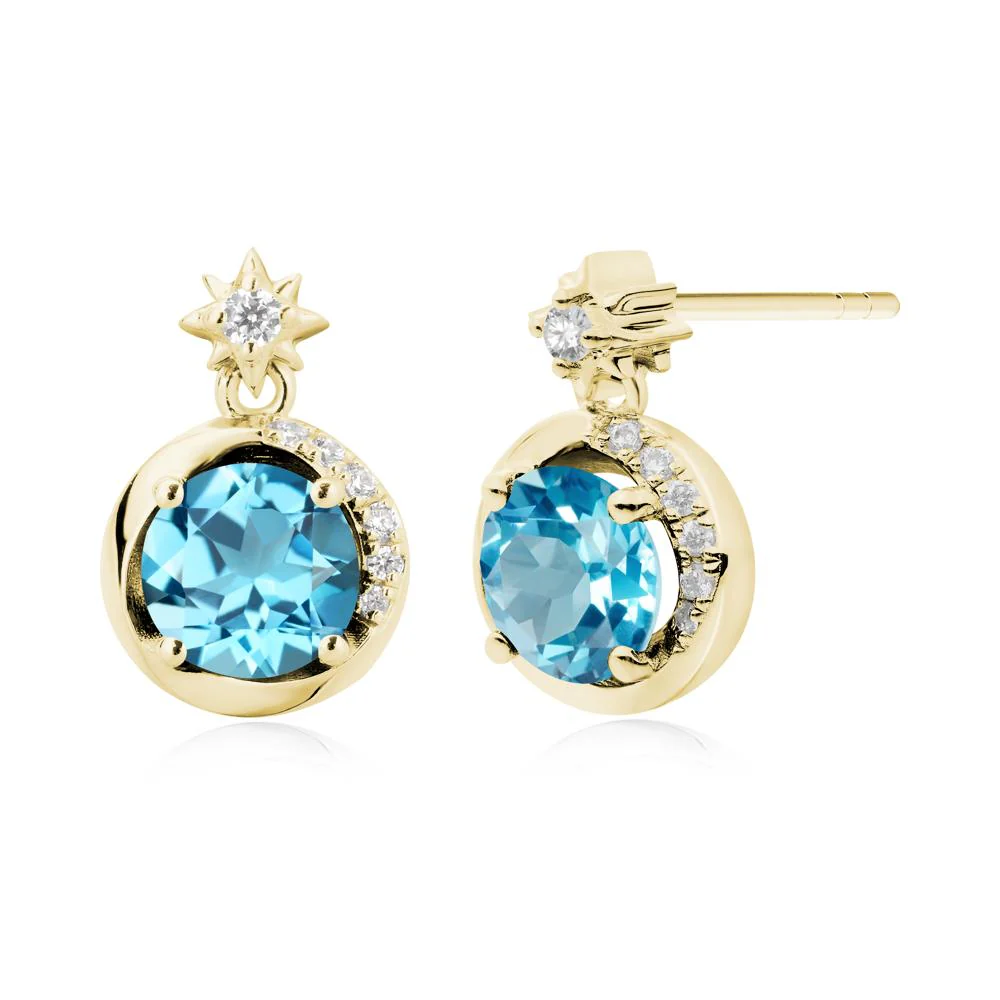Galaxy Inspired Star Swiss Blue Topaz Earrings - Image 9