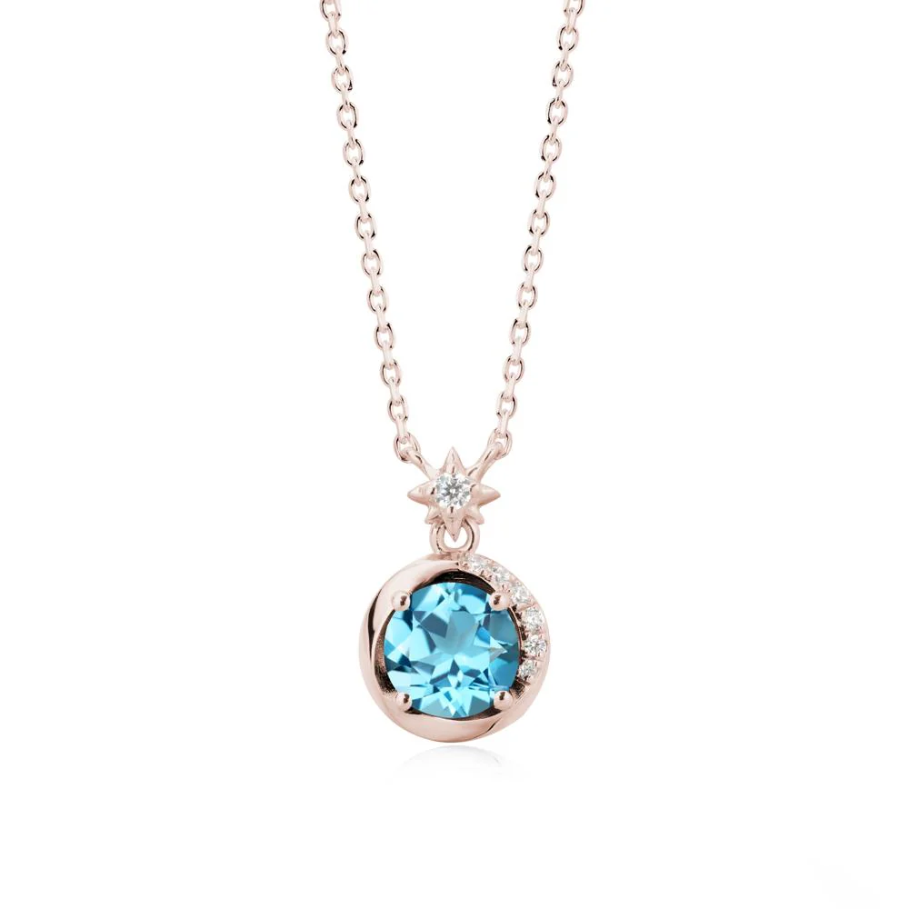 Galaxy Inspired Star Swiss Blue Topaz Pendant Necklace - Image 2