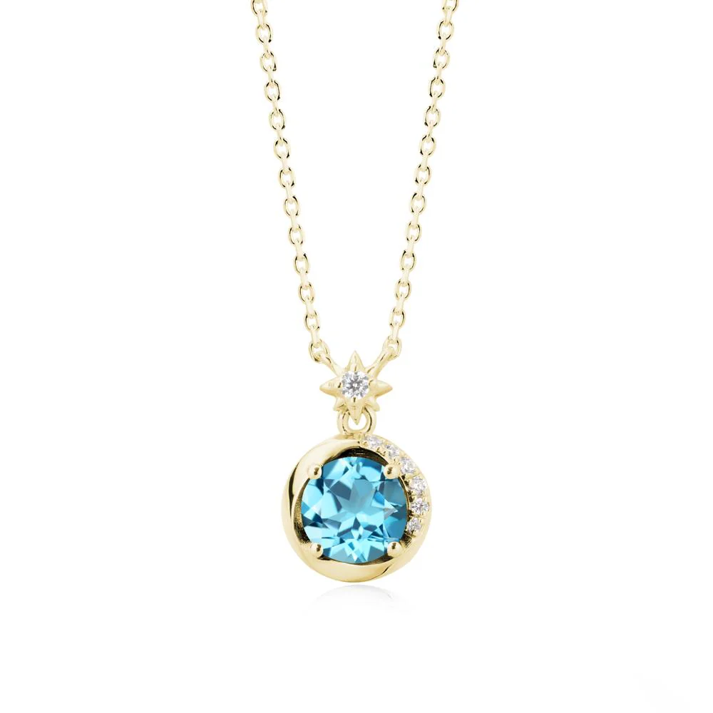 Galaxy Inspired Star Swiss Blue Topaz Pendant Necklace - Image 7