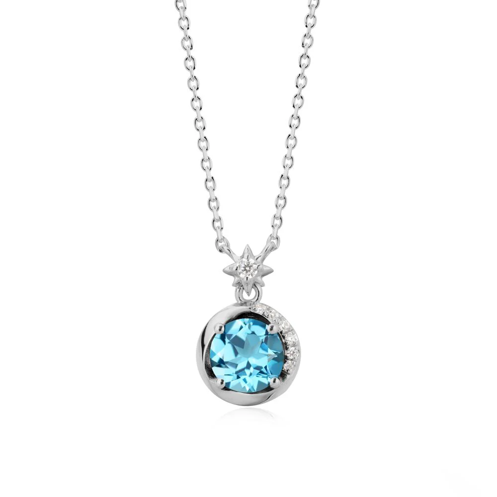 Galaxy Inspired Star Swiss Blue Topaz Pendant Necklace - Image 8