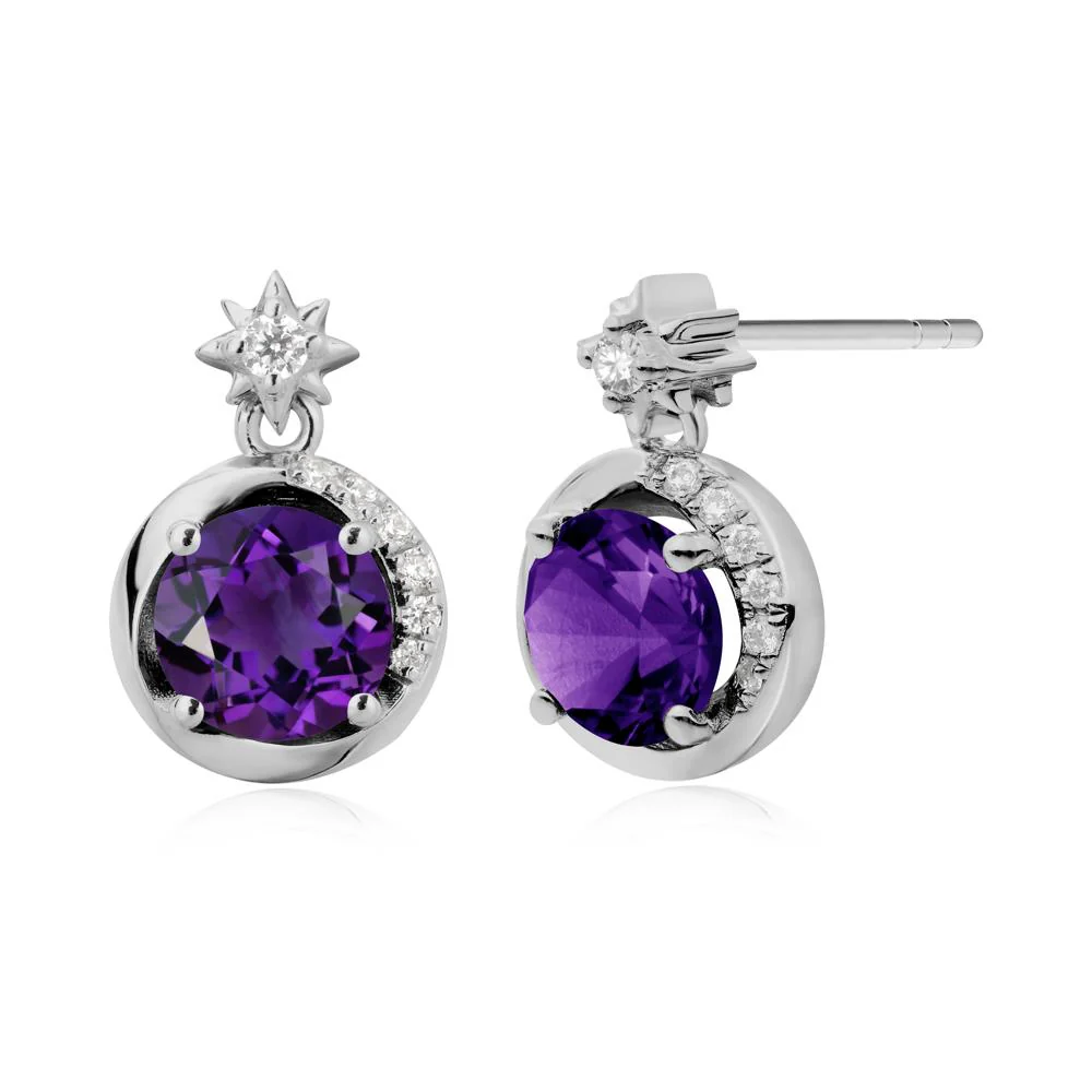 Galaxy Inspired Swirling Amethyst Stud Earrings