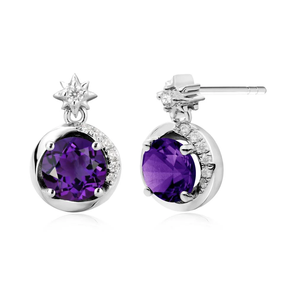 Galaxy Inspired Swirling Amethyst Stud Earrings - Image 4