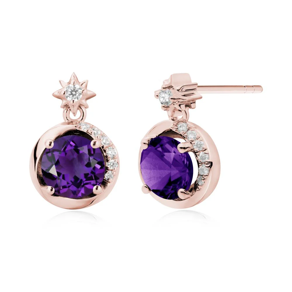 Galaxy Inspired Swirling Amethyst Stud Earrings - Image 7