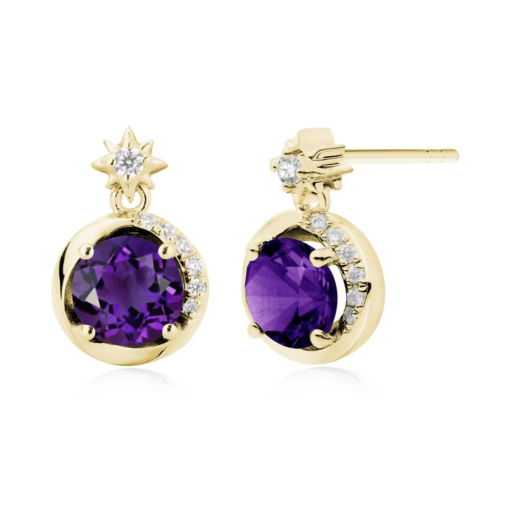 Galaxy Inspired Swirling Amethyst Stud Earrings - Image 9