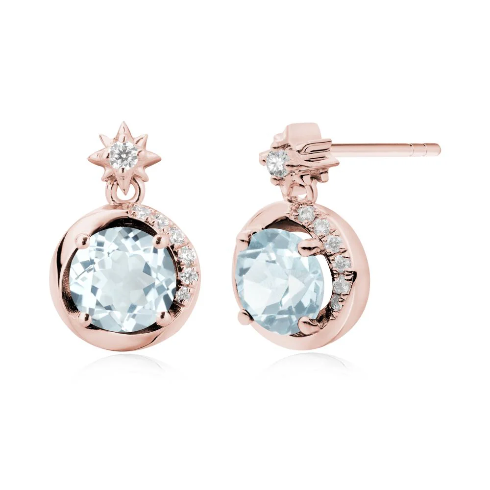 Galaxy Inspired Swirling Aquamarine Stud Earrings - Image 2