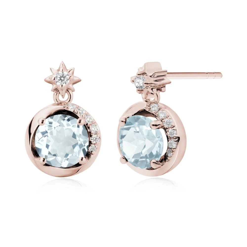 Galaxy Inspired Swirling Aquamarine Stud Earrings - Image 6