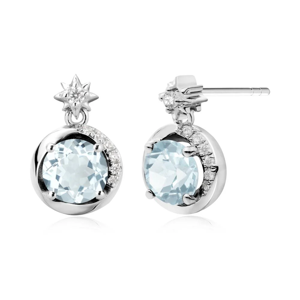Galaxy Inspired Swirling Aquamarine Stud Earrings - Image 9