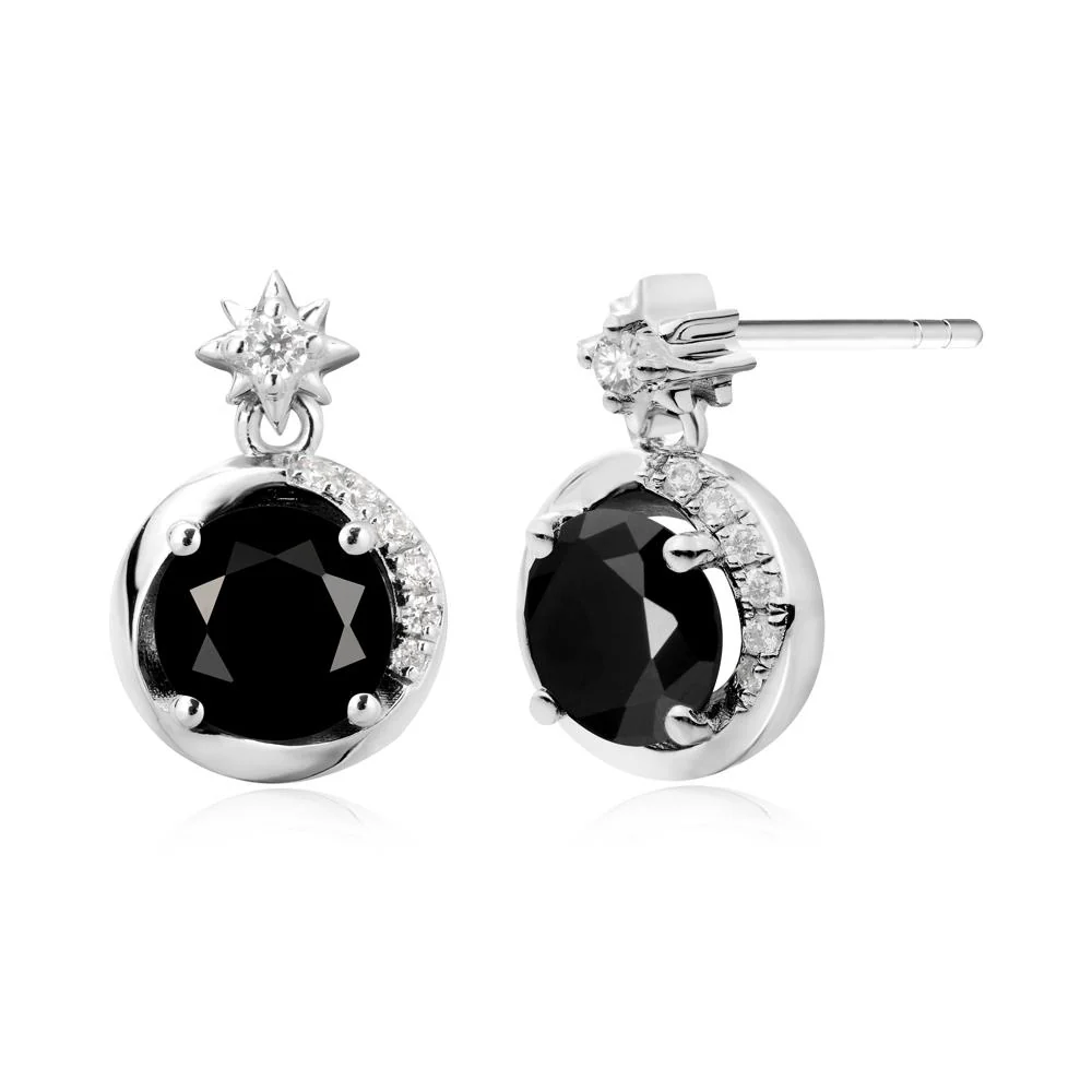 Galaxy Inspired Swirling Black Spinel Stud Earrings