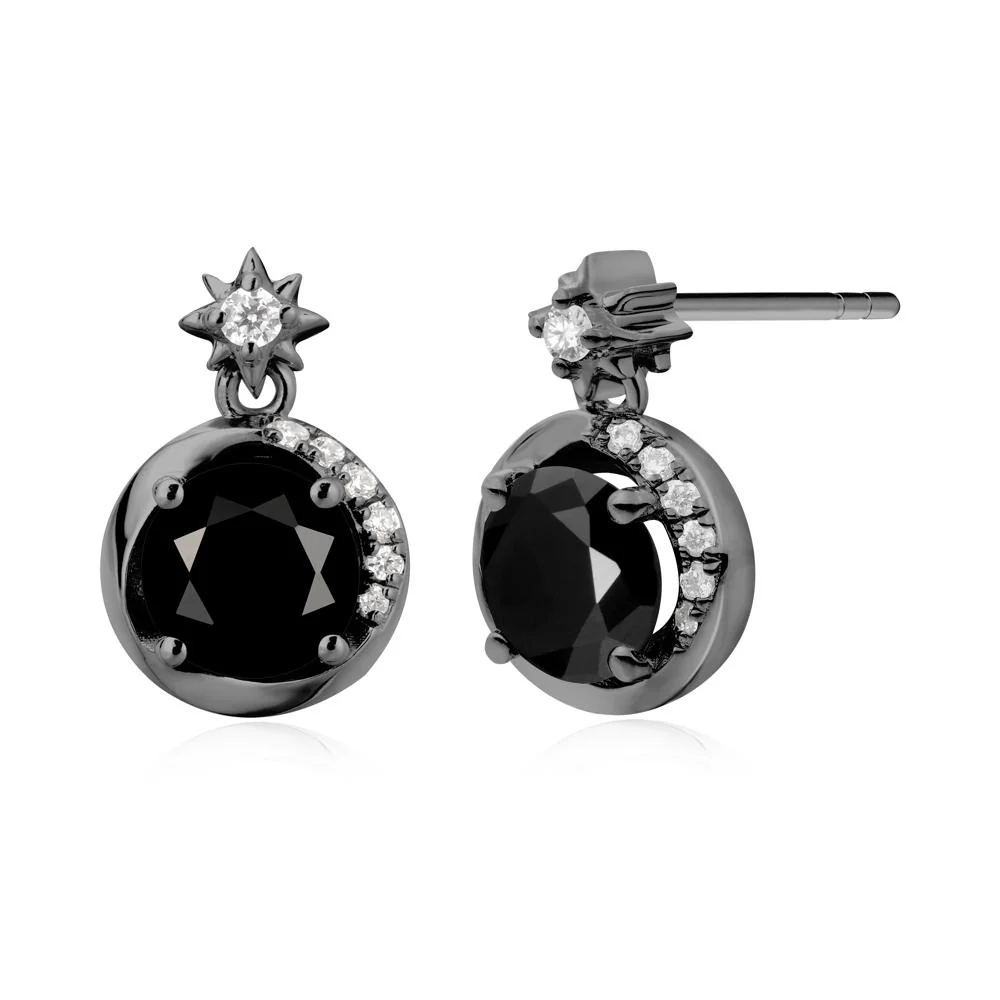 Galaxy Inspired Swirling Black Spinel Stud Earrings - Image 3