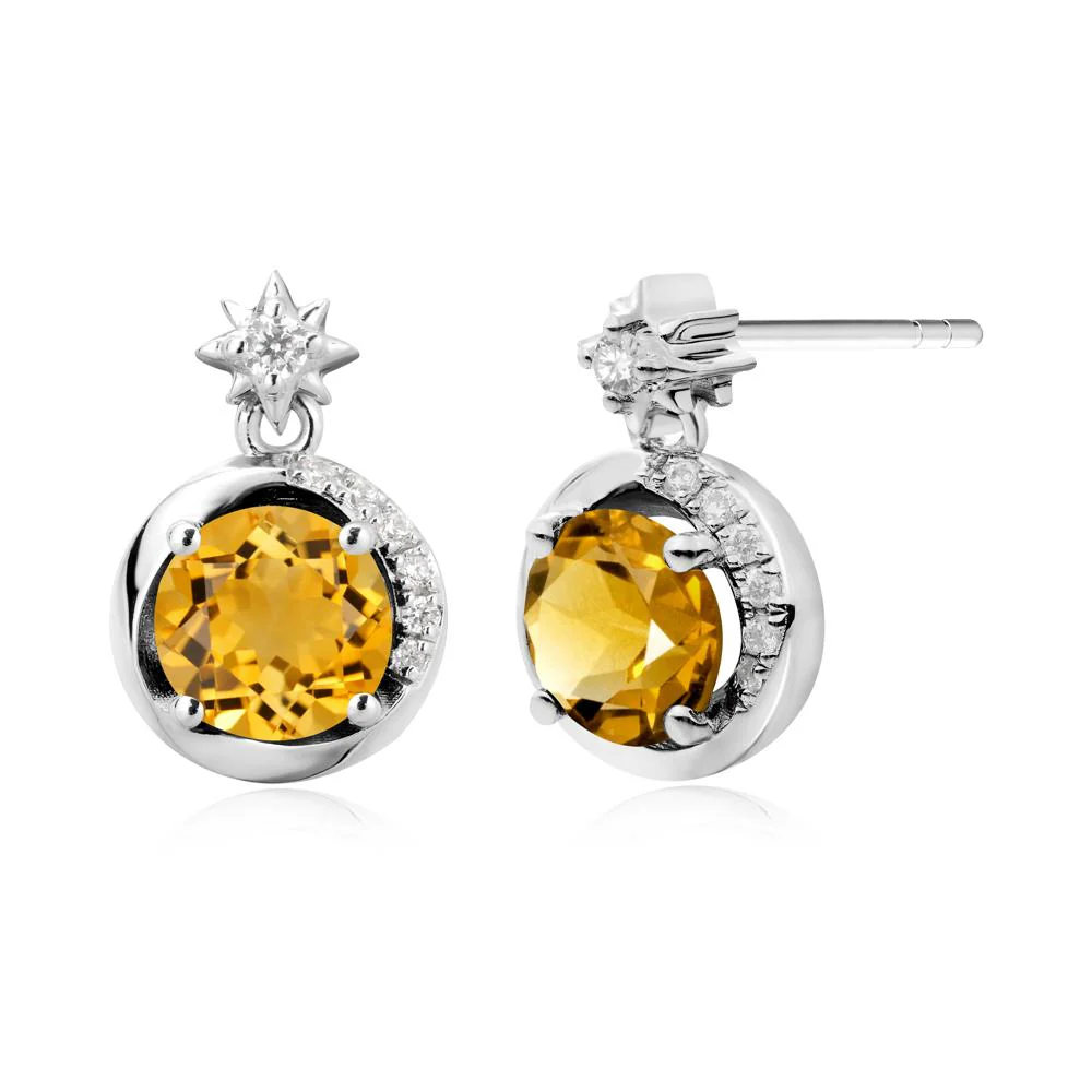 Galaxy Inspired Swirling Citrine Stud Earrings - Image 3