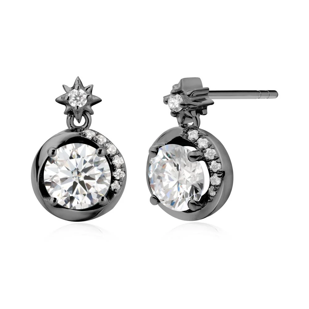 Galaxy Inspired Swirling Moissanite Stud Earrings - Image 3