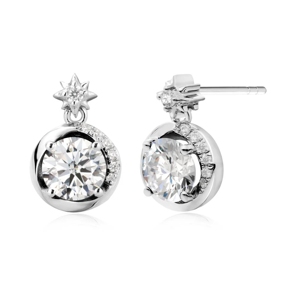 Galaxy Inspired Swirling Moissanite Stud Earrings - Image 6
