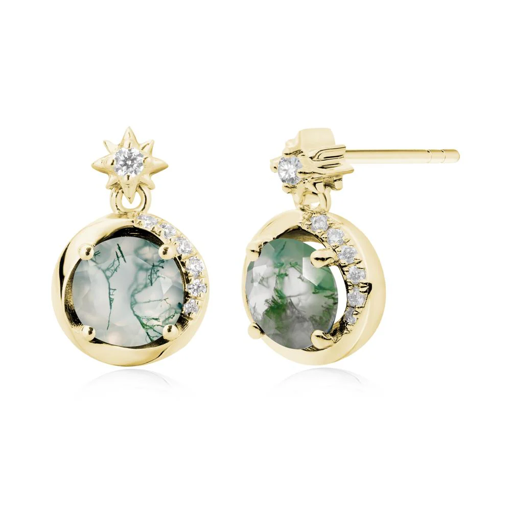 Galaxy Inspired Swirling Moss Agate Stud Earrings - Image 3
