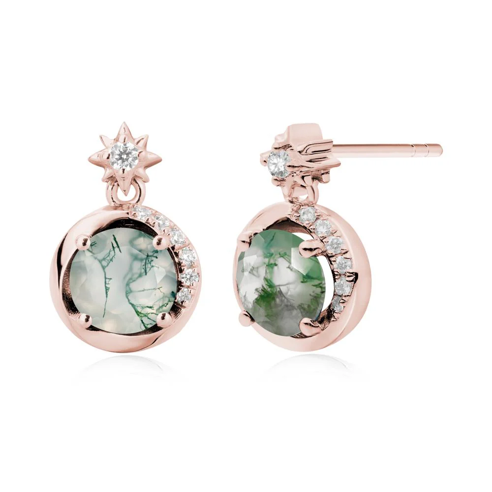 Galaxy Inspired Swirling Moss Agate Stud Earrings - Image 4