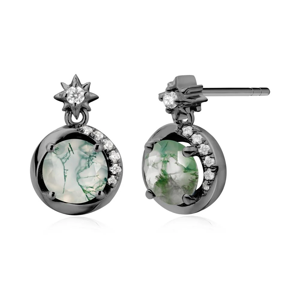 Galaxy Inspired Swirling Moss Agate Stud Earrings - Image 7