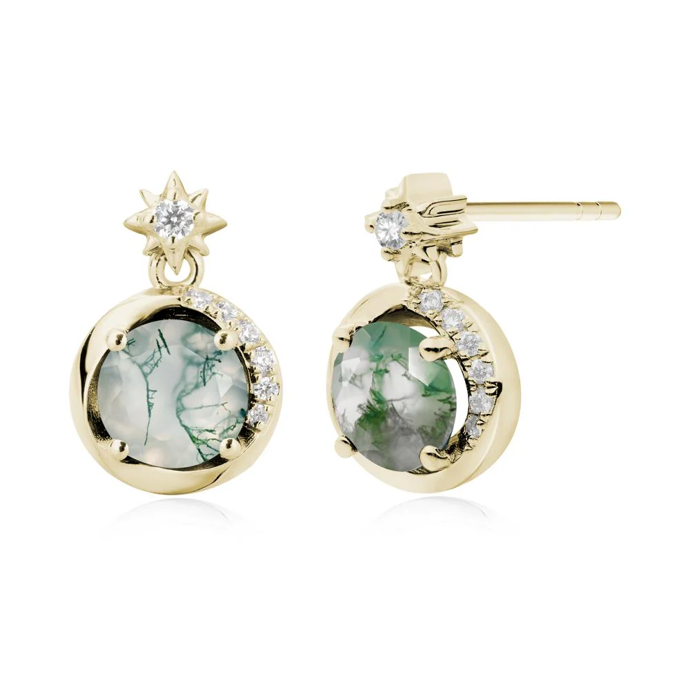 Galaxy Inspired Swirling Moss Agate Stud Earrings - Image 9