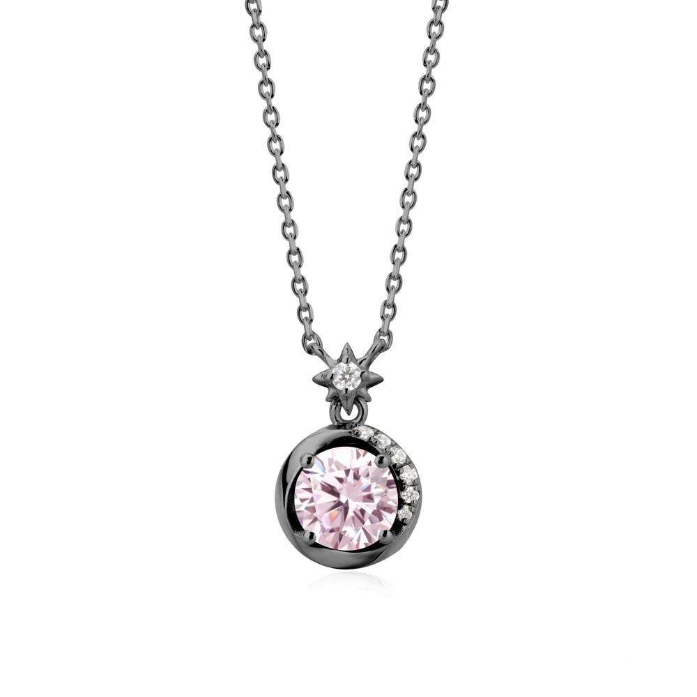 Galaxy Inspired Swirling Pink Cubic Zirconia Necklace