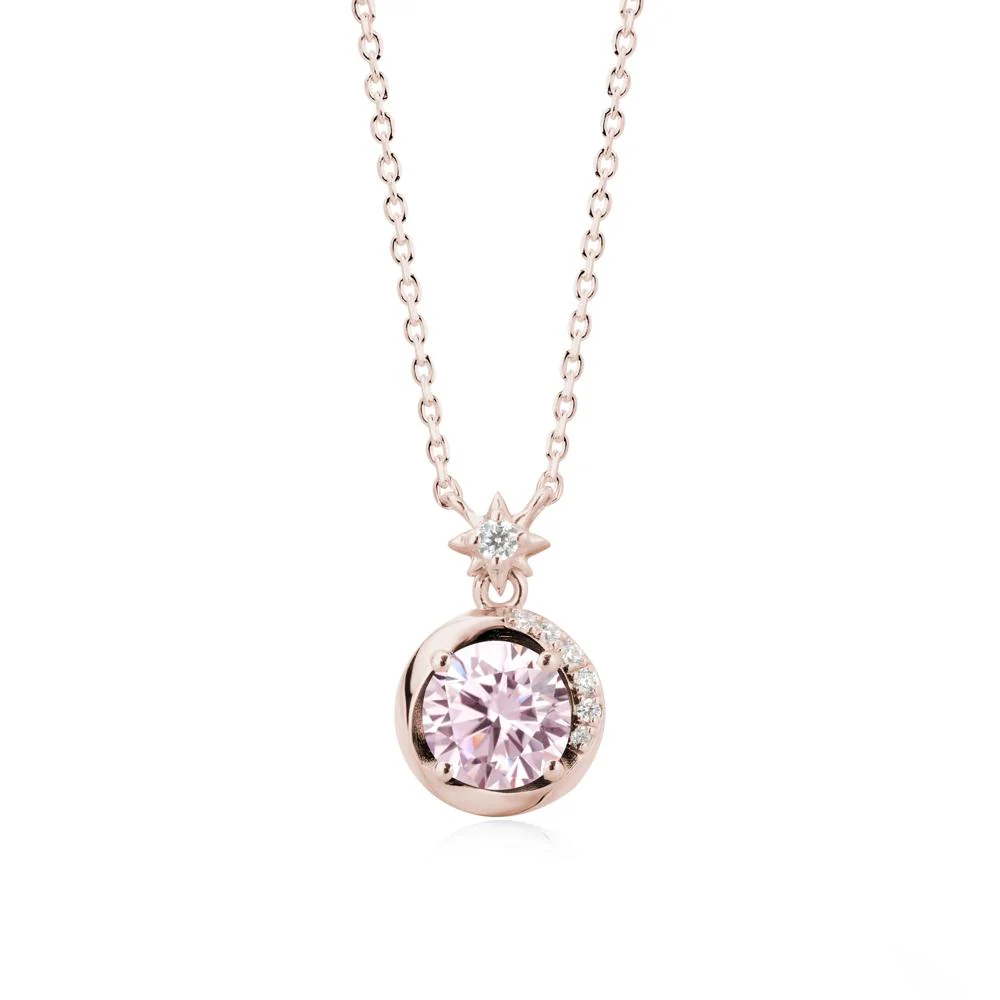 Galaxy Inspired Swirling Pink Cubic Zirconia Necklace - Image 2