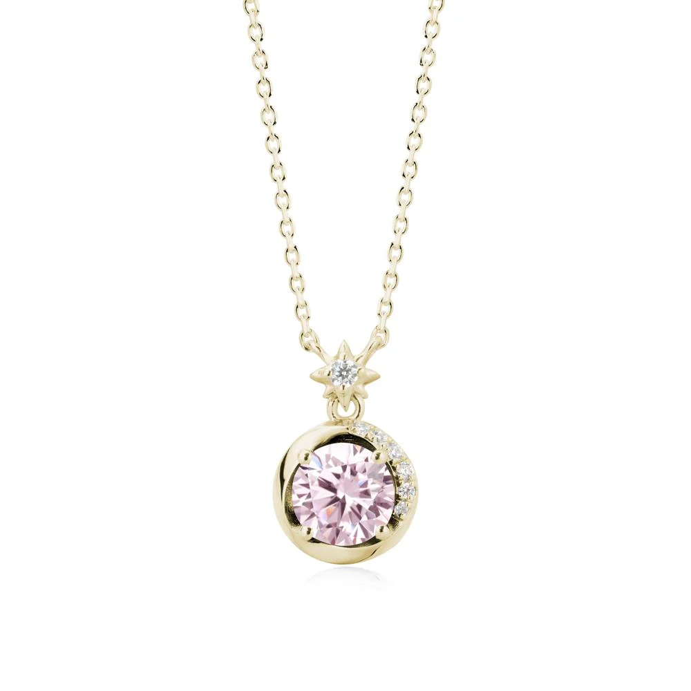 Galaxy Inspired Swirling Pink Cubic Zirconia Necklace - Image 4