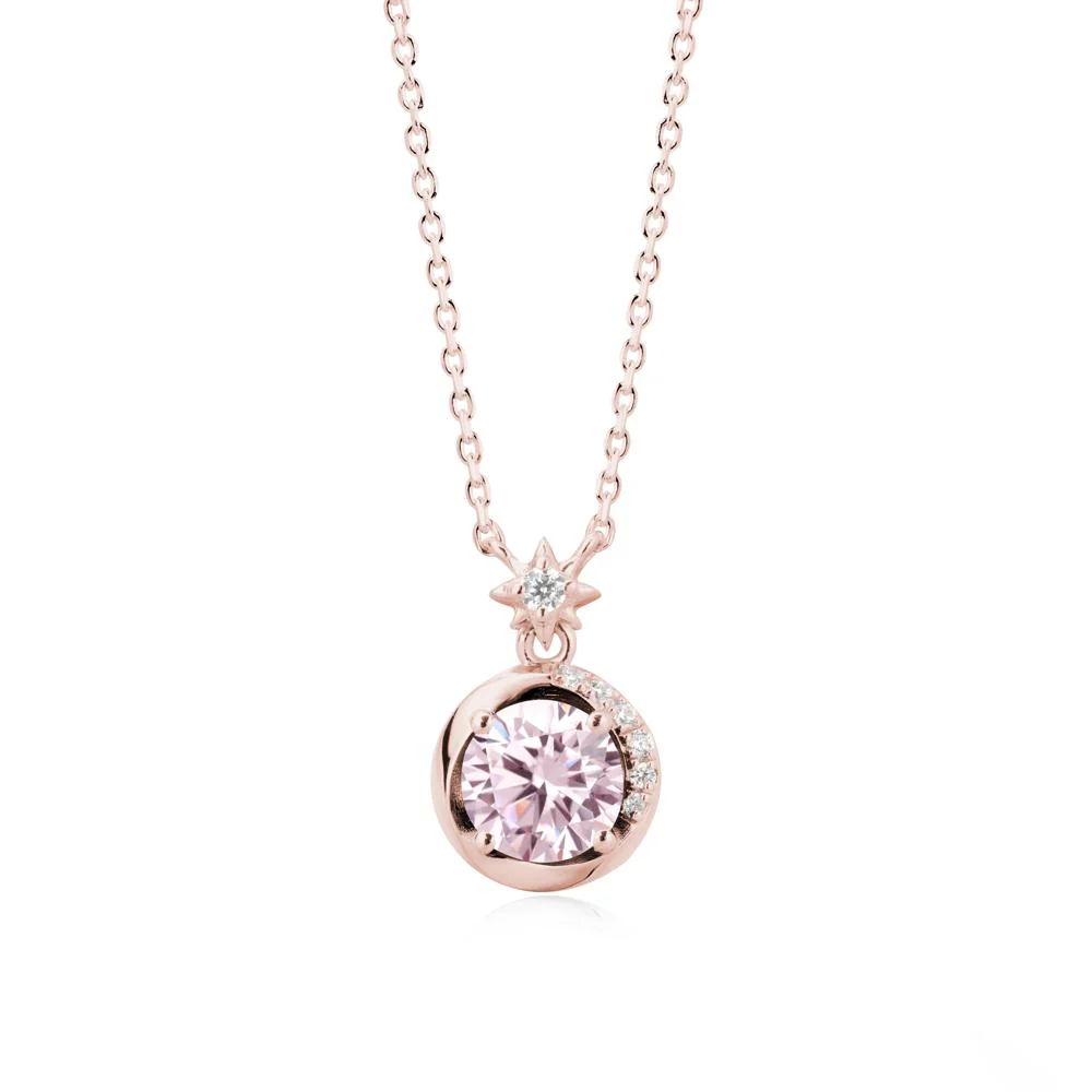 Galaxy Inspired Swirling Pink Cubic Zirconia Necklace - Image 5