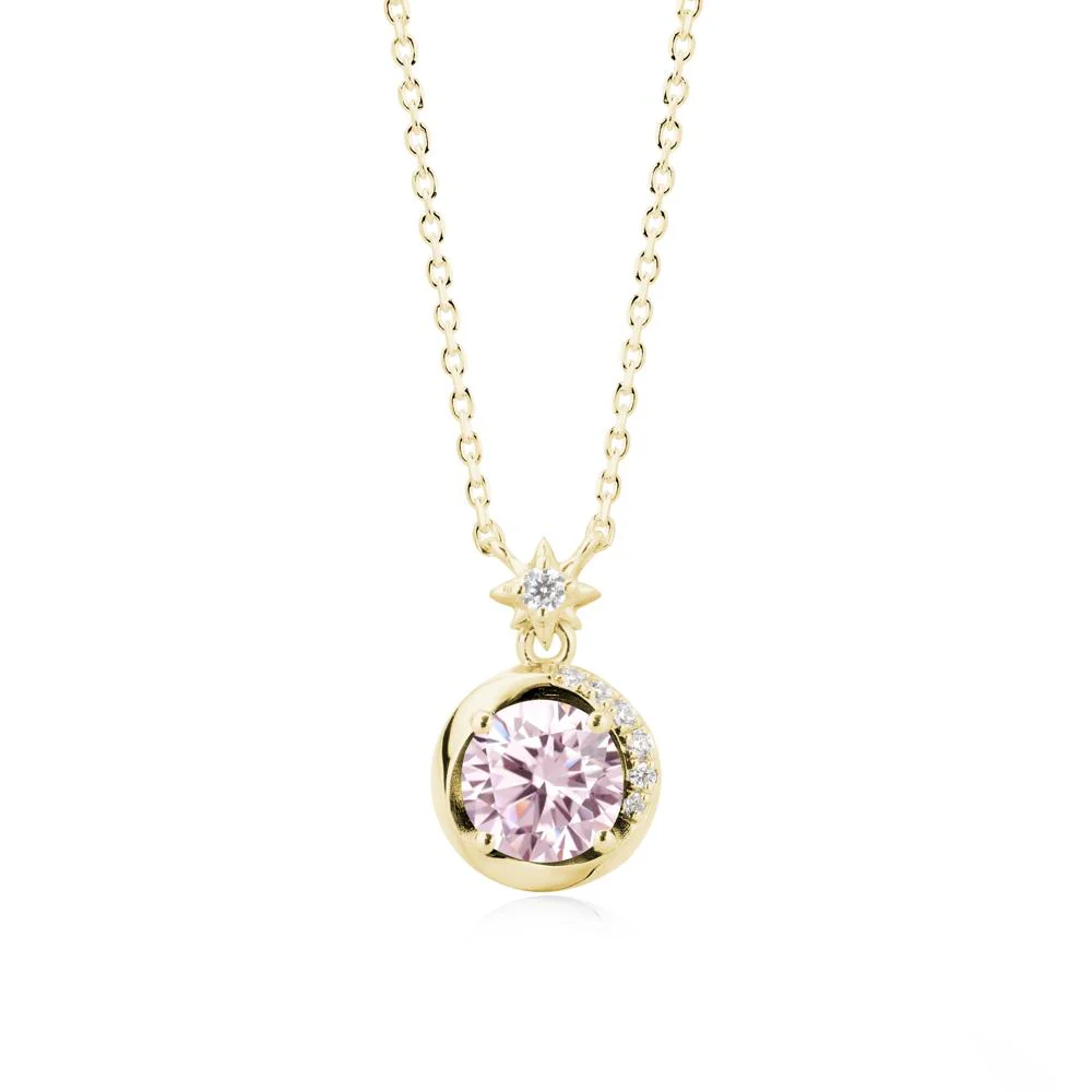Galaxy Inspired Swirling Pink Cubic Zirconia Necklace - Image 7