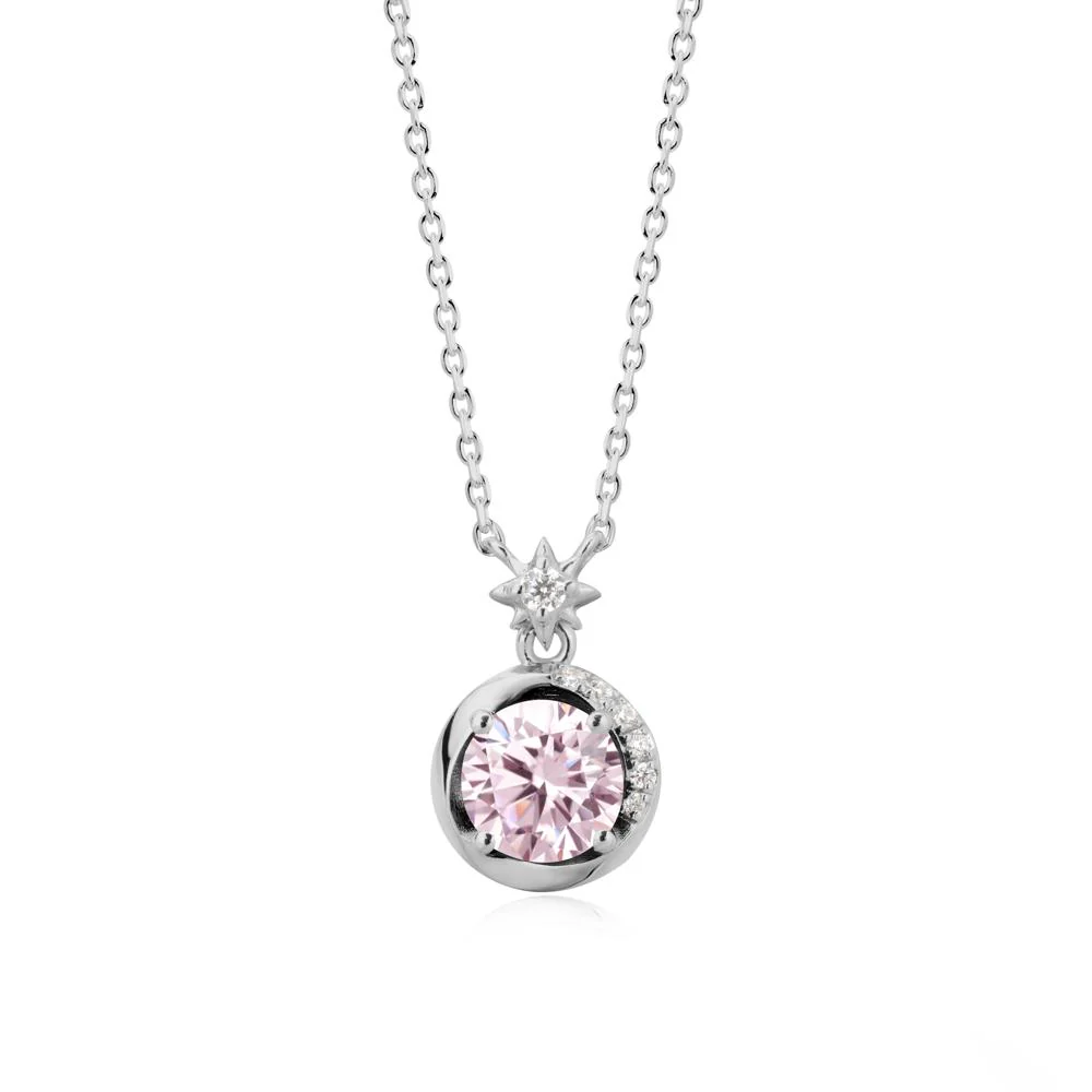 Galaxy Inspired Swirling Pink Cubic Zirconia Necklace - Image 8
