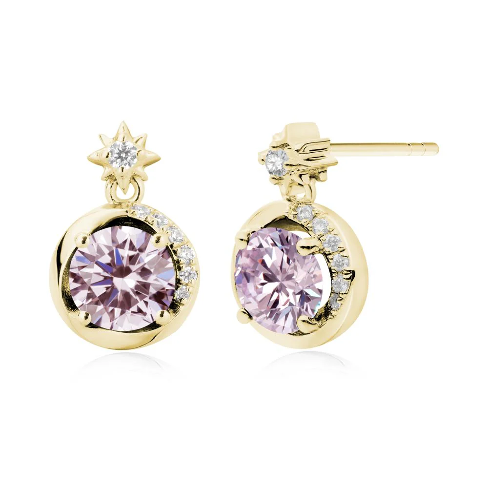 Galaxy Inspired Swirling Pink Cubic Zirconia Stud Earrings - Image 7