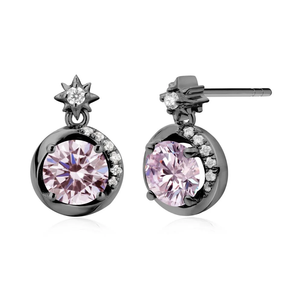 Galaxy Inspired Swirling Pink Cubic Zirconia Stud Earrings - Image 9