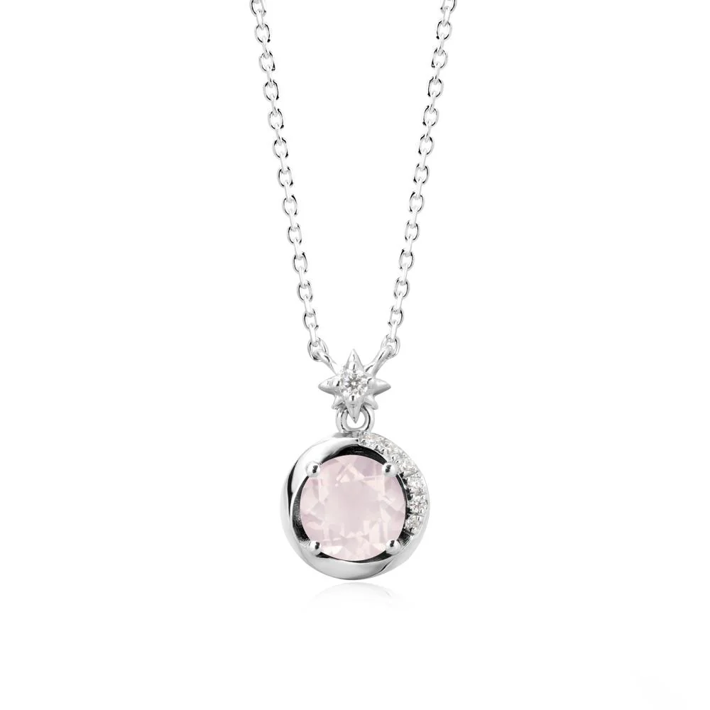 Galaxy Inspired Swirling Rose Quartz Necklace